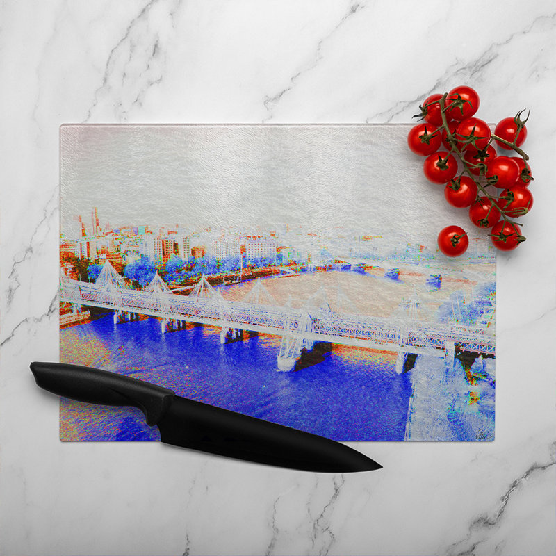 London Eye Veiw Glass Chopping Board, Blue