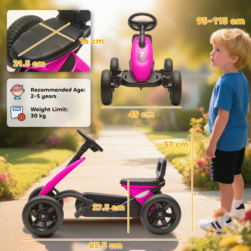 Zoomie Kids Go Kart, Pink