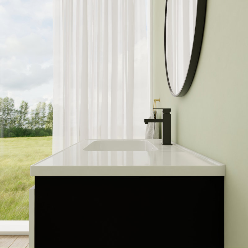 Justien 39.67 " W Free Standing Wall Mounted 1 Single Vanity Bathroom Vanity With Ceramic Top