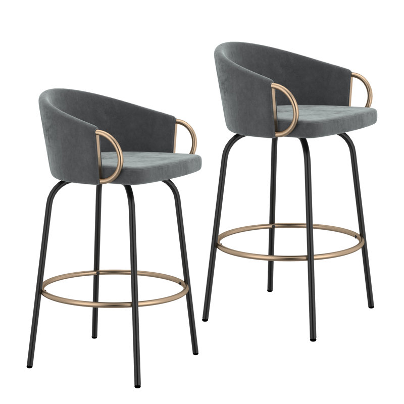 Tabouret de comptoir pivotant 26,25 po Zora, Gris
