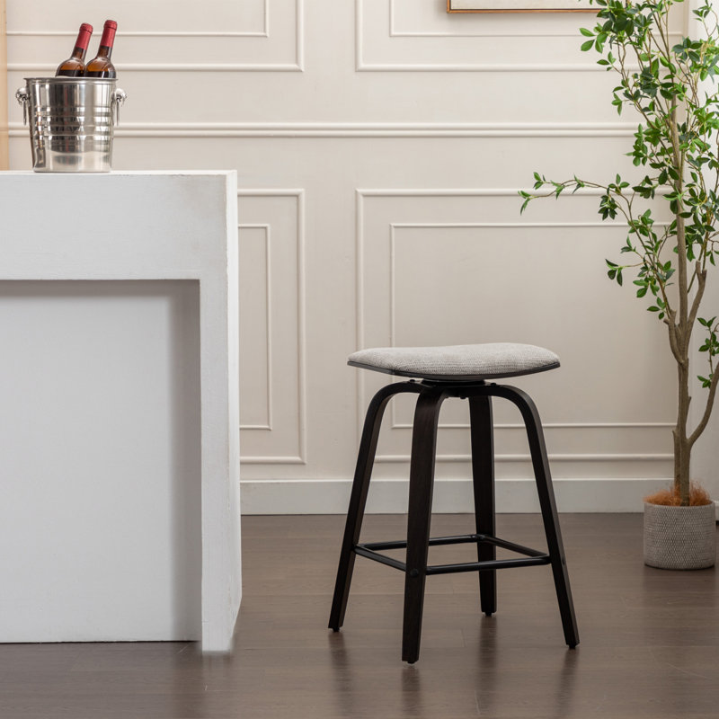 Kamerra Swivel Upholstered Counter Stool, Gray, Black