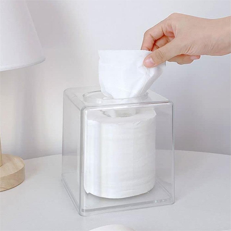 Porte-mouchoirs, couvercle de boîte à mouchoirs carré transparent pour boîte à mouchoirs Kleenex, rouleau de mouchoirs en plastique, serviette, boîte de distributeur de mouchoirs