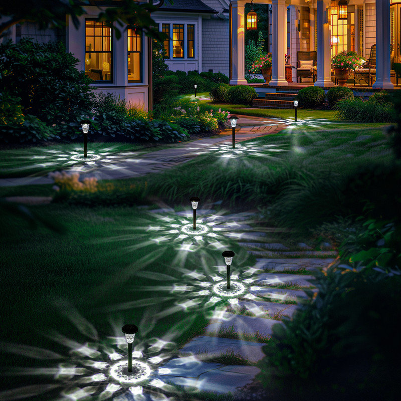 Paquet de 12 lumières solaires de sentier, lumières solaires extérieures imperméables pour jardin, cour, blanc froid, 6000K
