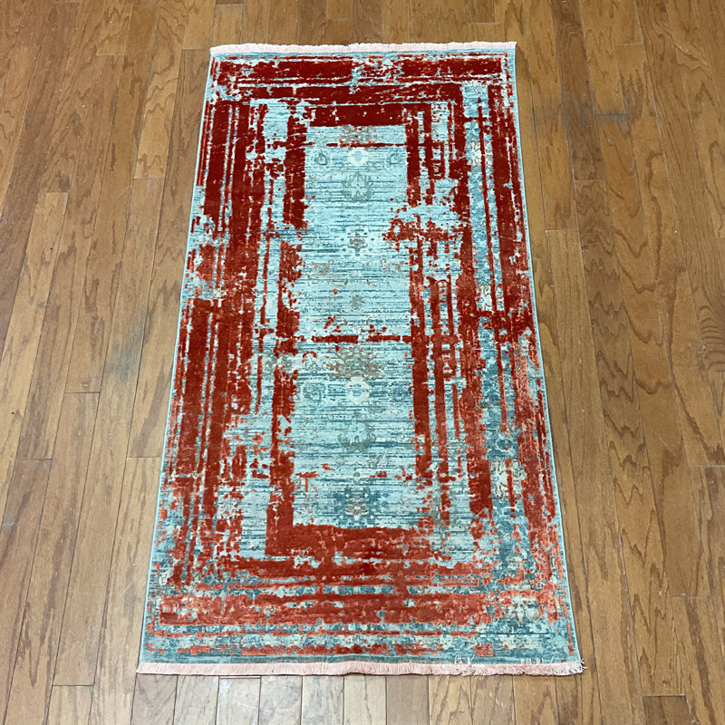 Williston Forge Turkish Modern Erased Design Wool & Silk Rug