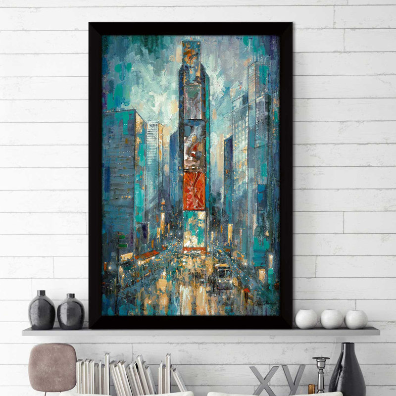 « city of lights », reproduction de peinture à l’huile encadrée, H 27,5 po x l 21,5 po x P 0,75 po