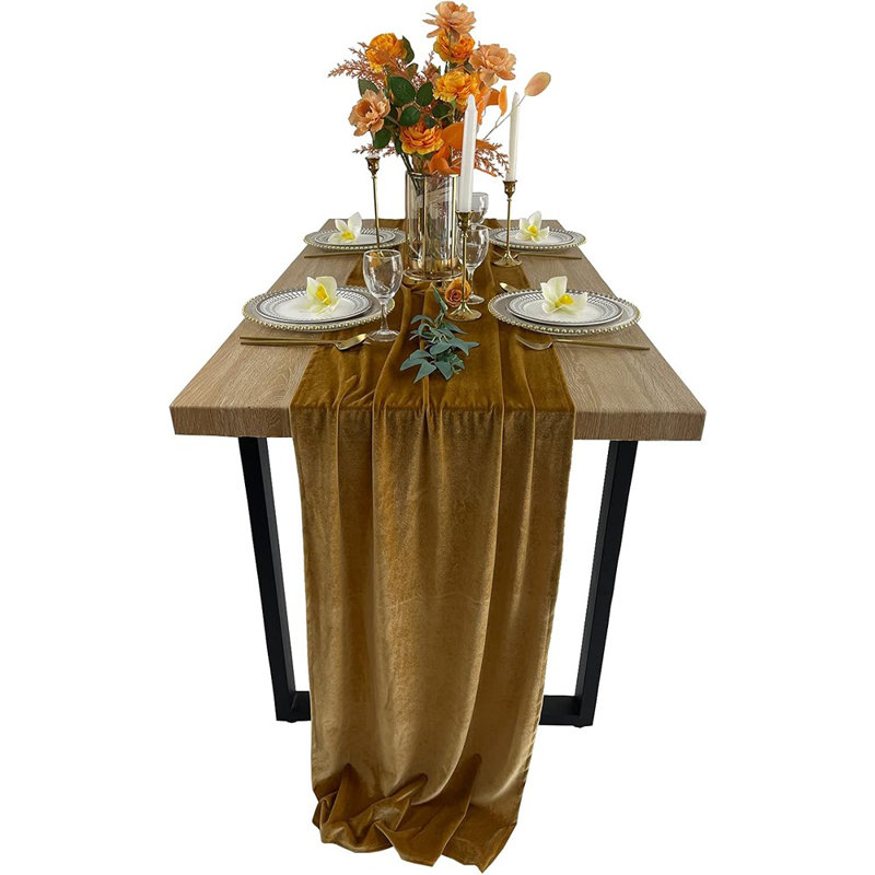 Chemin de table - doré - velours luxueux, tissu doux, revêtement en lin de table, réception de mariage / chemins de table