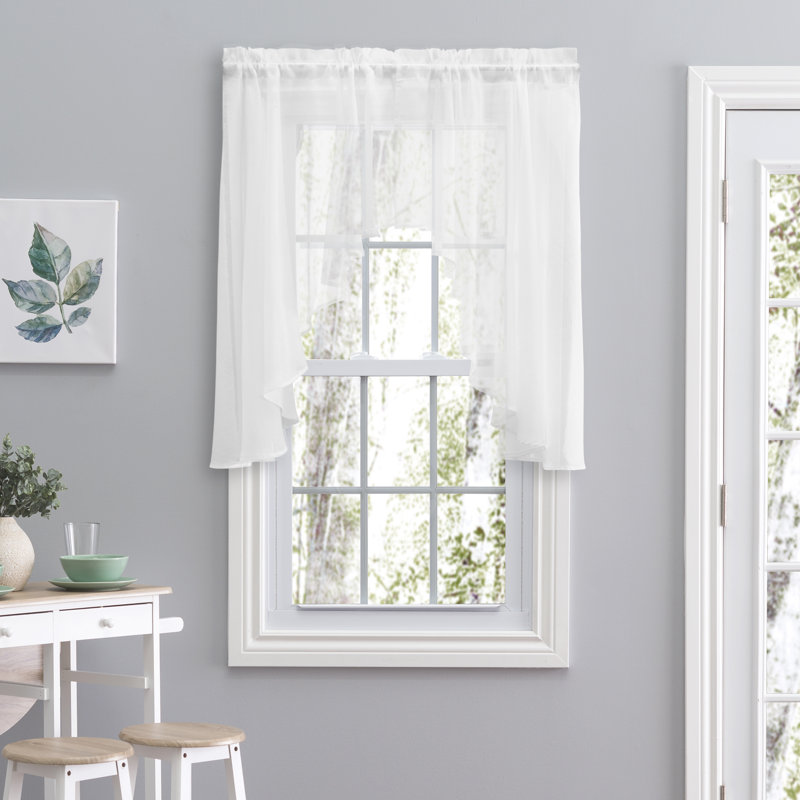 Matasha Delicate Sheer Swag Pair 62'' (Set of 2), 62" W x 38" L, White