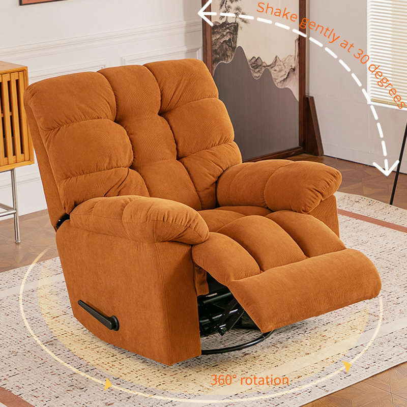 Light luxury ergonomic corduroy recliner, Orange
