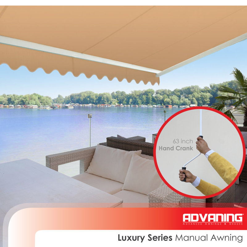 Advaning 8'x6' Manual Patio Retractable Awning, 10.5' H x 8.2' W x 6.5' D, Khaki