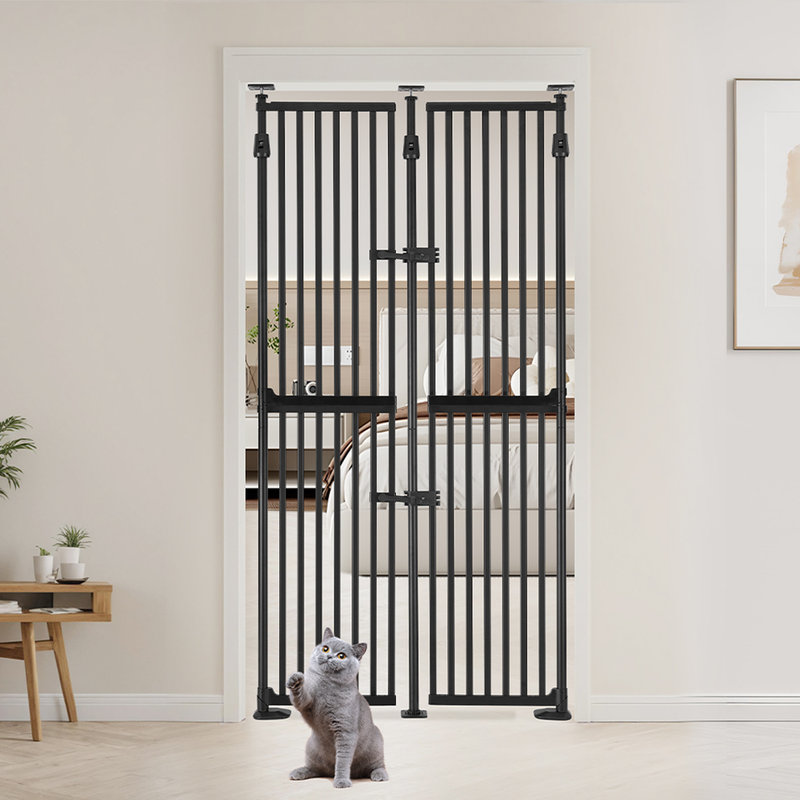 Steel Pressure Mounted Pet Gate, 248.9cm (218.4cm) H x 96.5cm(88.9cm) W x 2.8cm D
