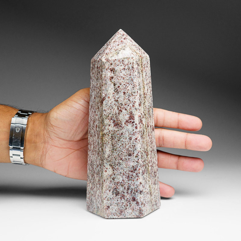 Genuine Polished Garnet Point (4 lbs), Red/Beige/Gray, 7.75" H x 2.75" W x 7.75" D