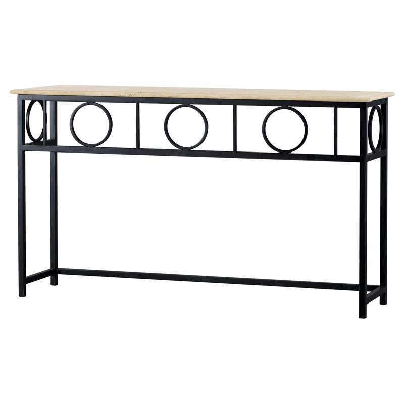 Hampton Console Table, Lite Travertine, Flat Black