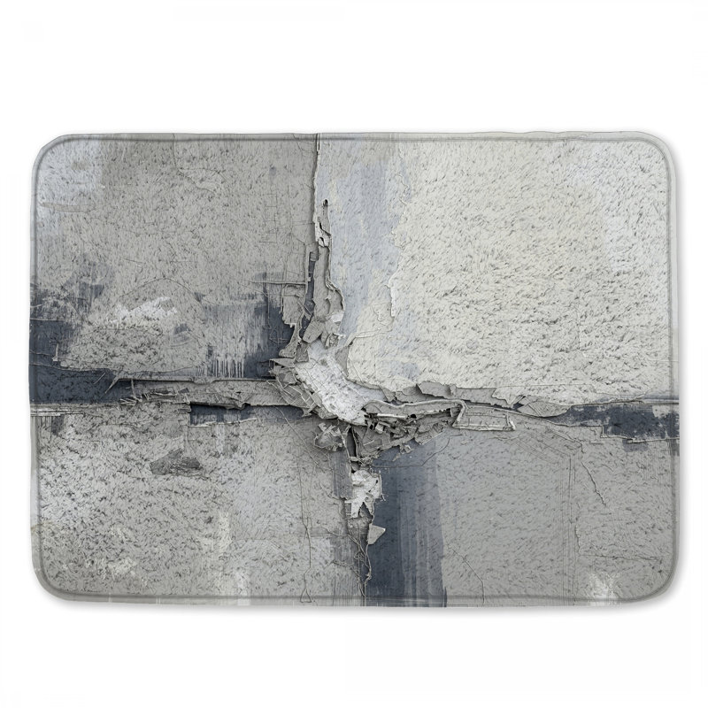 Tapis de bain texturé gris abstrait, L 34 po x L 21 po