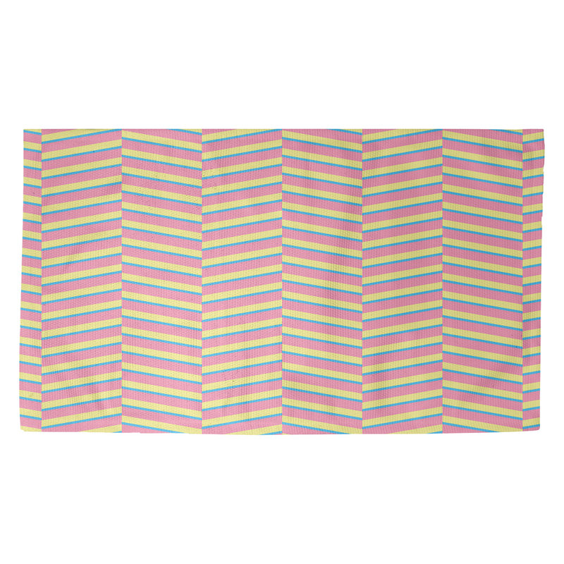 Tapis décoratif rouge à rayures fracturées, Rectangle 5 pi x 7 pi
