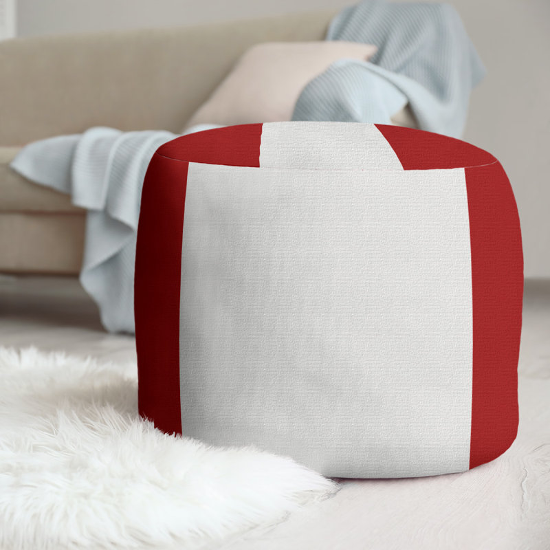 Repose-pieds cubique rond à rayures 20,5", Rouge / blanc / rouge