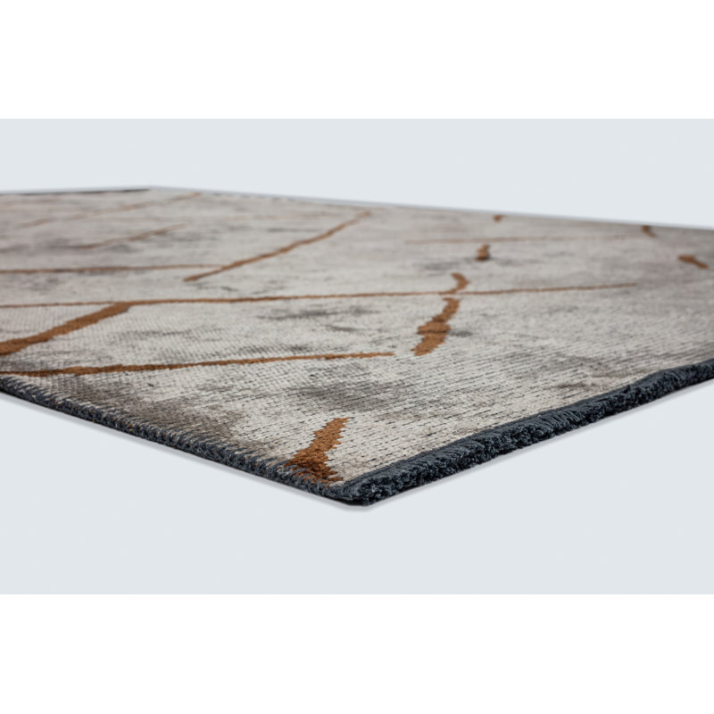 Brown Beige Abstract Luxury Area Rug, Rectangle 7'10" x 11'2"