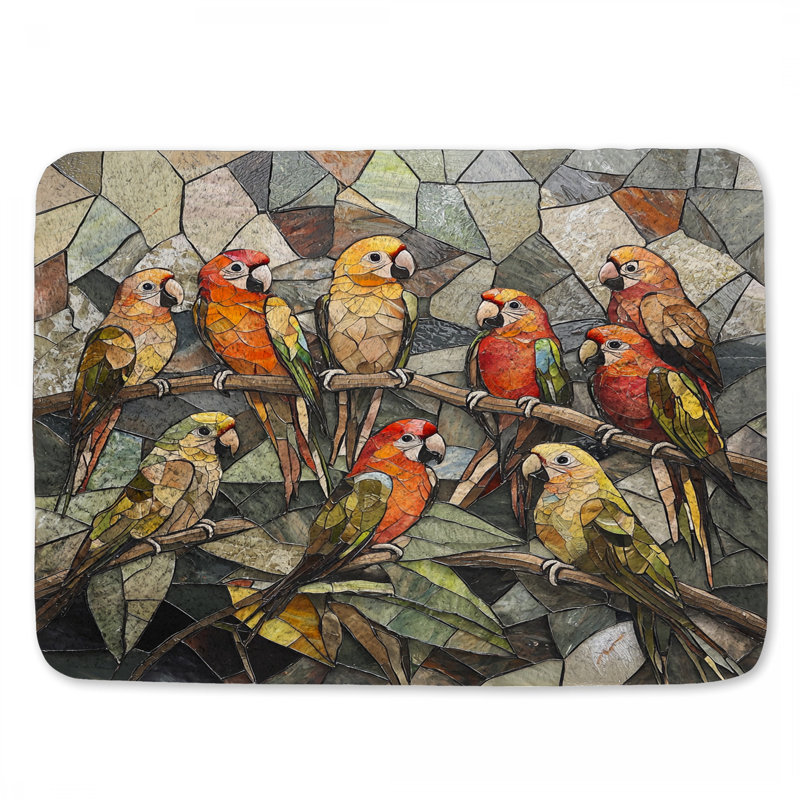 Tapis de bain perroquets, décor de salle de bain animal tropical, L 24 po x l 17 po