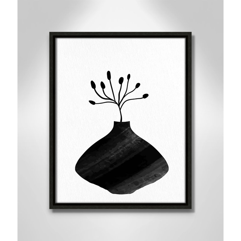 «Black Vase II» par Kimberly Allen, Toile encadrée flottante espresso, Pas de tapis, H 15,5 po x l 12,5 po x P 2 po