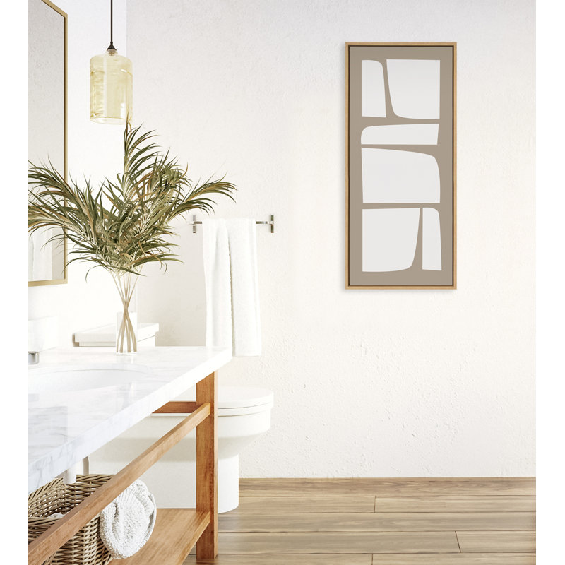 «Neutral Abstract Aztec Shapes Panel» par The Creative Bunch Studio, reproduction d'art sur toile encadrée, Encadré naturel
