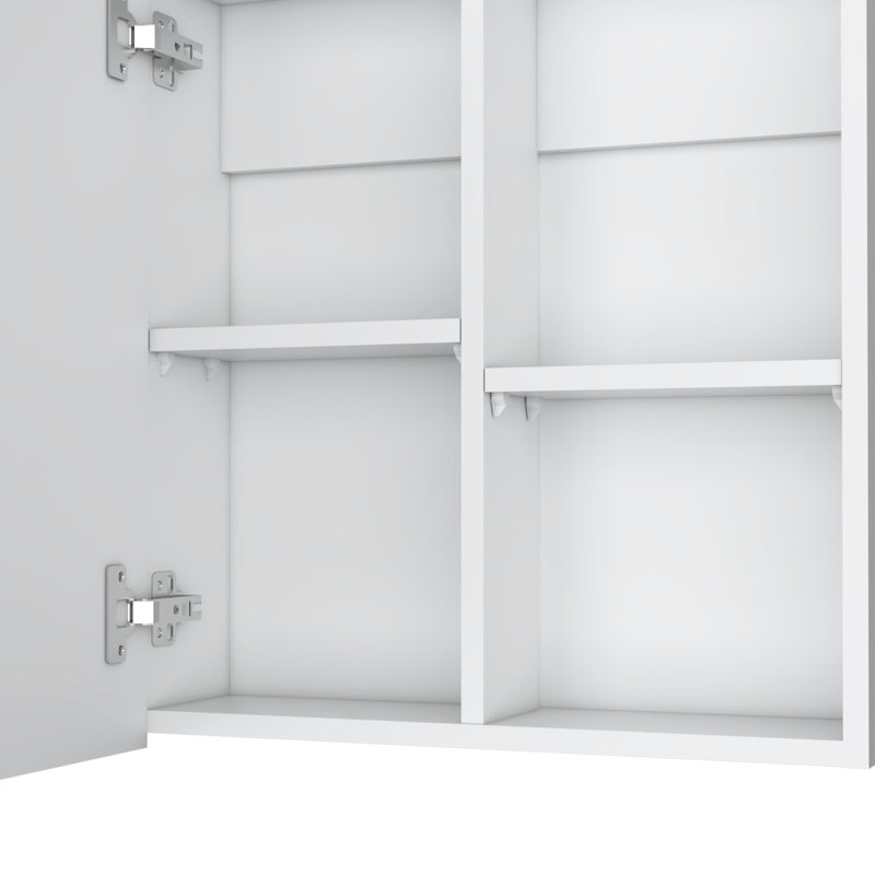 Armoire à miroir H 21,1 po x l 19,7 po pour salle de bain et cuisine, 4 tablettes, option porte-serviettes et armoire de cuisine, 21,1 po x 19,7 po, blanc, intérieur
