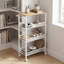 Chariot roulant mince, chariot de rangement à 4 niveaux, chariot étroit avec poignée, profondeur de 8,7 pouces, cadre en métal, pour la cuisine, la salle à manger, le salon, le bureau personnel, chêne beige et blanc ULRC033W09-137339908-137921333