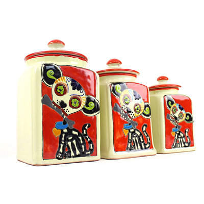 Ceramic Treat Jar With Pop Up Lid