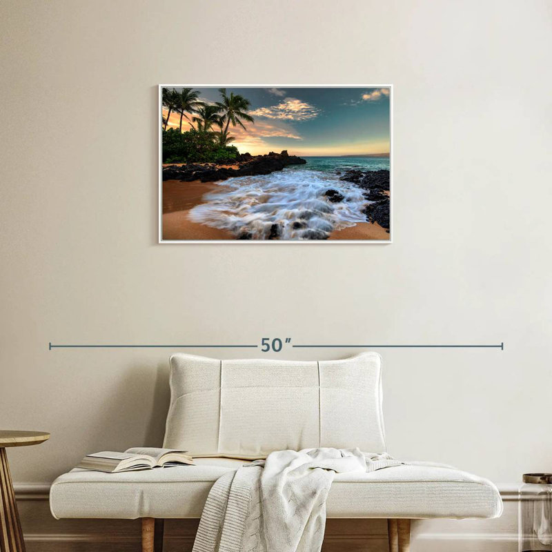 Maui, baie de Makena, Borasisi, Cadre flottant blanc, 31 po x 21 po