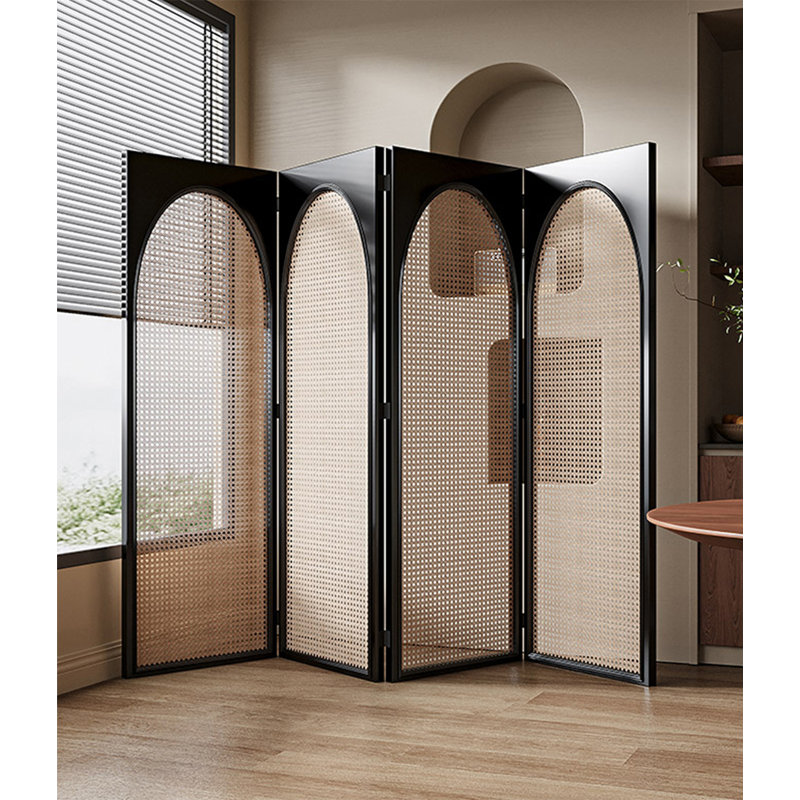 Paravent pliable multi-panneaux en rotin, H 74,8 po x l 19,69 po x P 1,38 po
