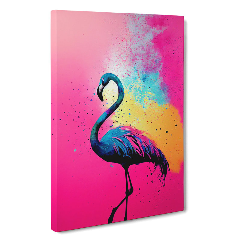 Flamingo Paint Splash No.3 - Wrapped Canvas, 50cm H x 35cm W x 3cm D
