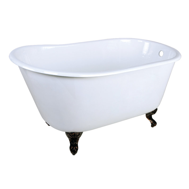 Kingston Brass 48-Inch Cast Iron Oval Single Slipper Clawfoot Tub (No Faucet Drillings), Oil Rubbed Bronze
