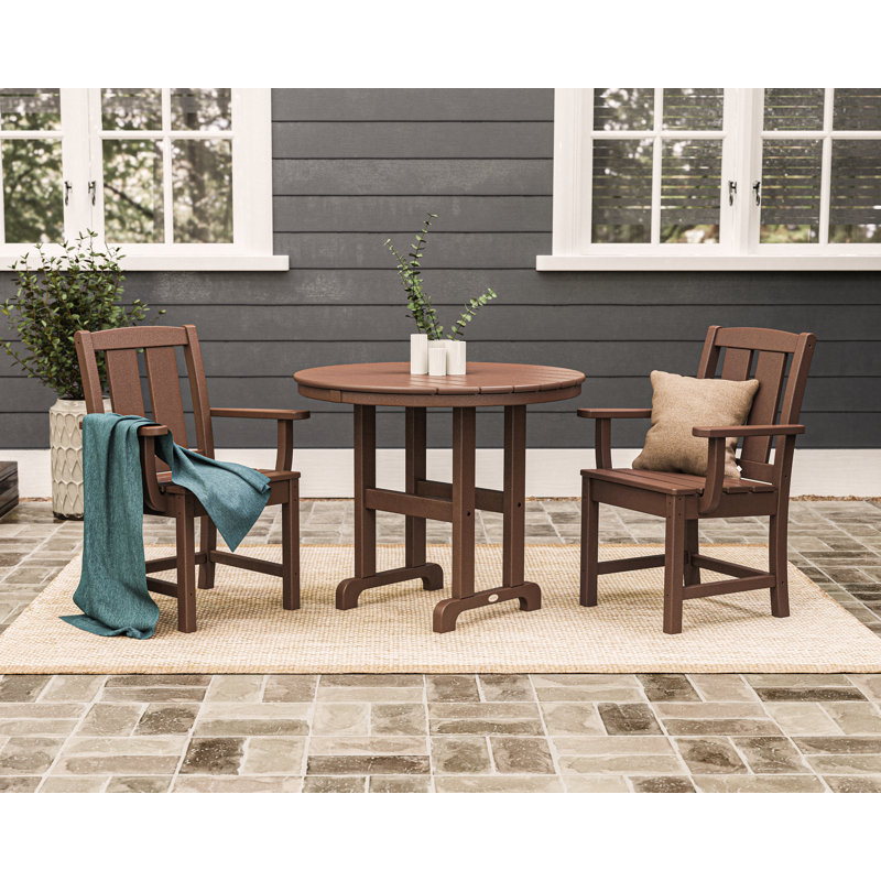 Mission 3-Piece Farmhouse Dining Set, Mahogany