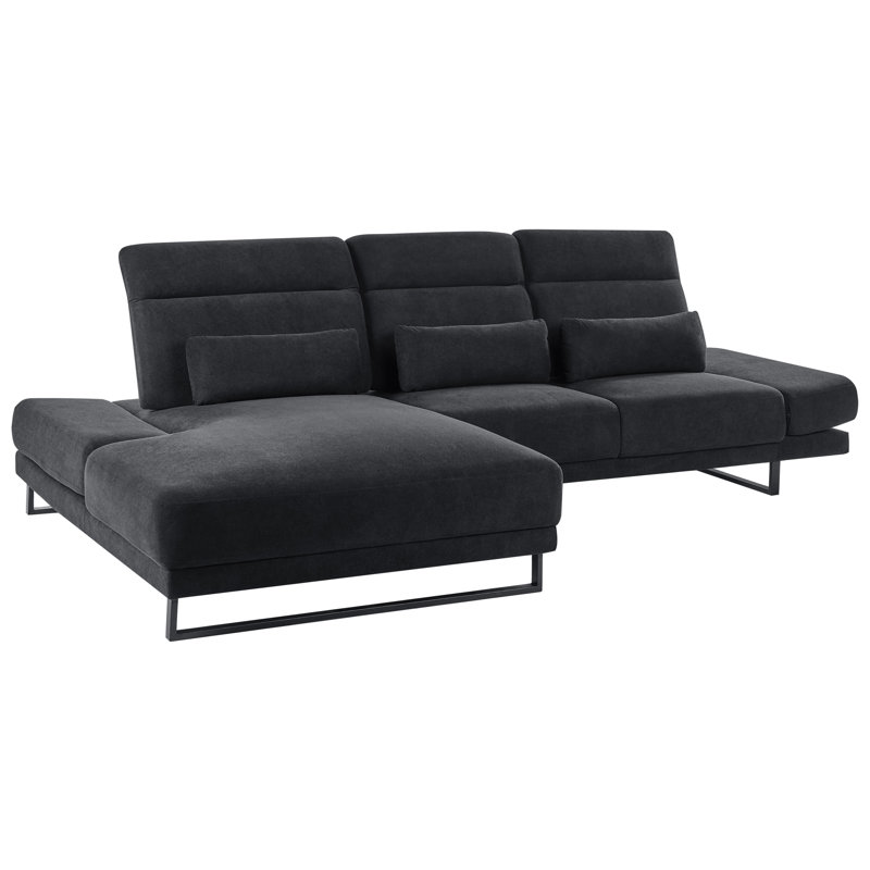 Corner Sofa Bojka 4 Seater Right Hand, Black Polyester