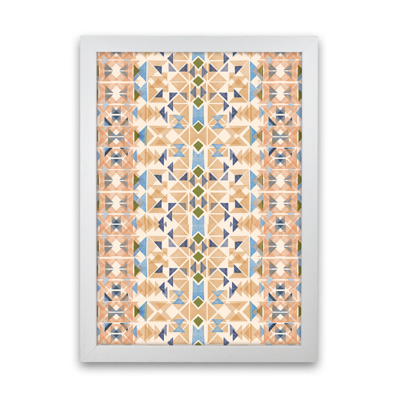 Boho Nomadic Tribal Orange - Print, White Framed, 88cm H x 64cm W x 3cm D