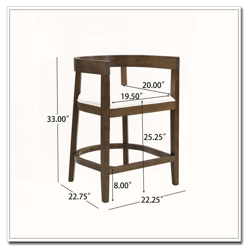 Tabouret de comptoir en bois d'hévéa, Tabouret de comptoir (siège d'une hauteur de 22,7, Teck