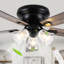 Ventilateur de plafond encastré 60 po à 5 pales avec 3 lumières et télécommande, 6 vitesses, abat-jour en verre transparent Farmhouse-1714993214-1717401649