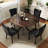 Round Wood Dining Set with Tufted Dining Chair-1180813010-1180813015