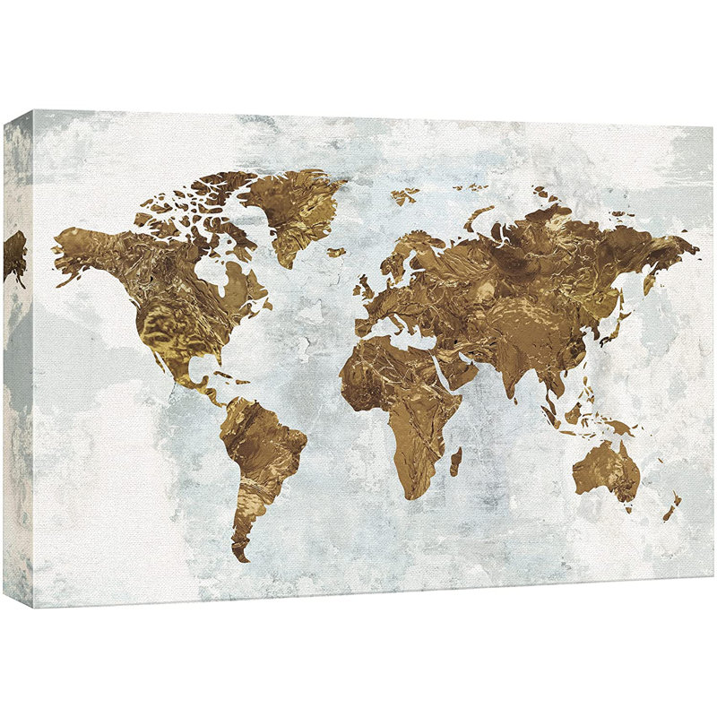 World Map " World Map Landscape Islands ", 12" H x 18" W x 1.5" D