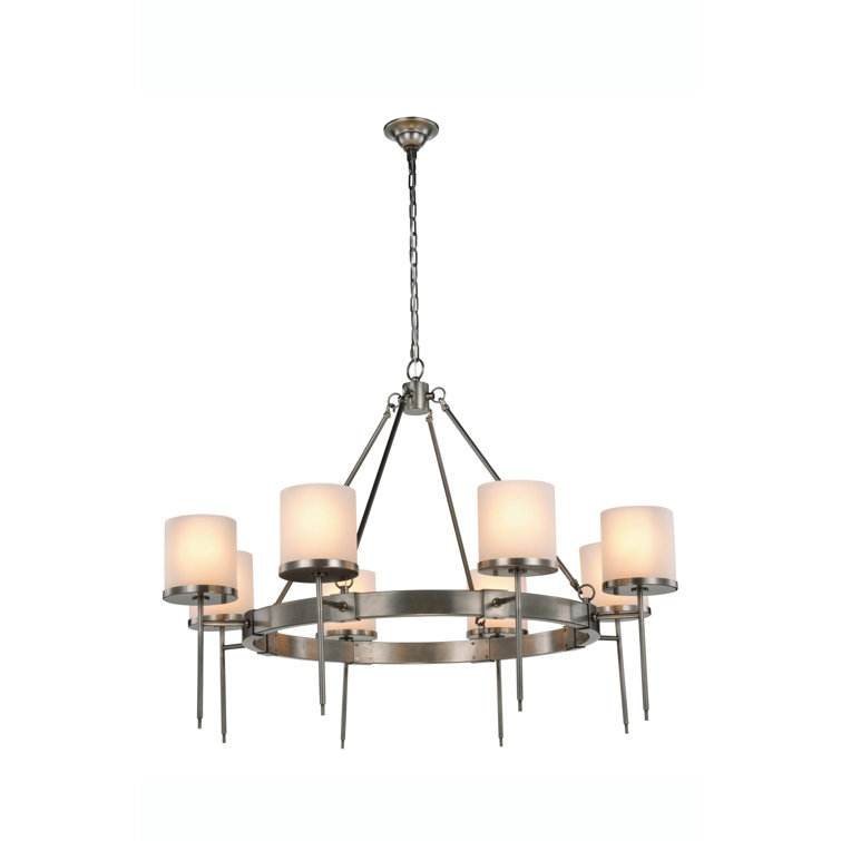 Simmon 8 - Light Dimmable Wagon Wheel Chandelier