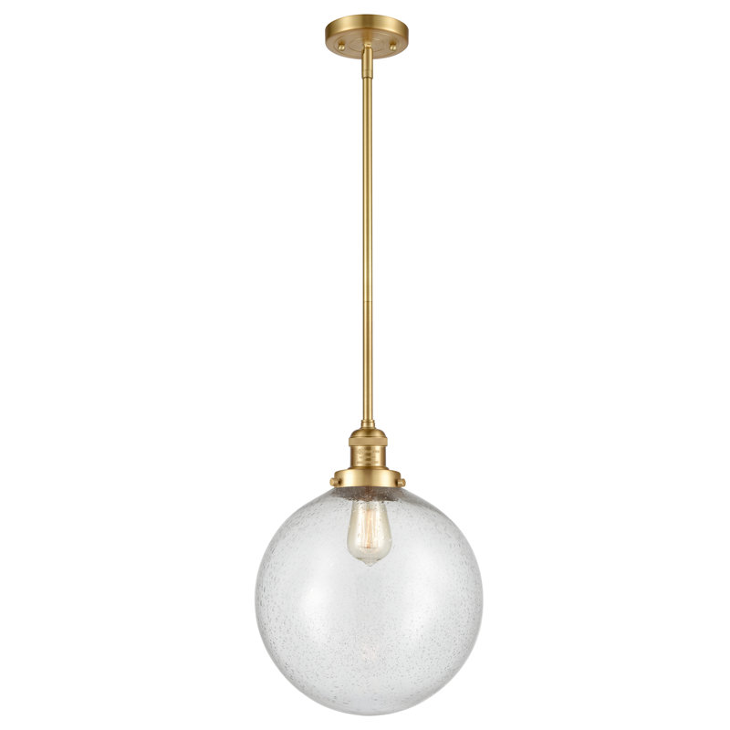 Luminaire suspendu sphère simple à 1 lumière Clermont, DEL, Grainé, Or satiné