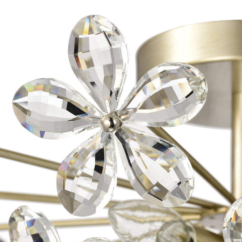 Jody 6-light Brushed Silver-ish Champagne Daisy Flower Crystal Large Size Flush Mount A0B2FFE4AF714AEBBFB5F32CC72E6593