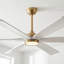 Ventilateur de plafond doré et blanc avec lumière, grand ventilateur de plafond en bois massif de 60 po / 72 po avec télécommande et contrôle intelligent, moteur réversible à 6 vitesses CC, température de couleur de 3 po, tiges verticales de 6 po / 12 po / 24 po pour plafonds hauts et bas-860208354