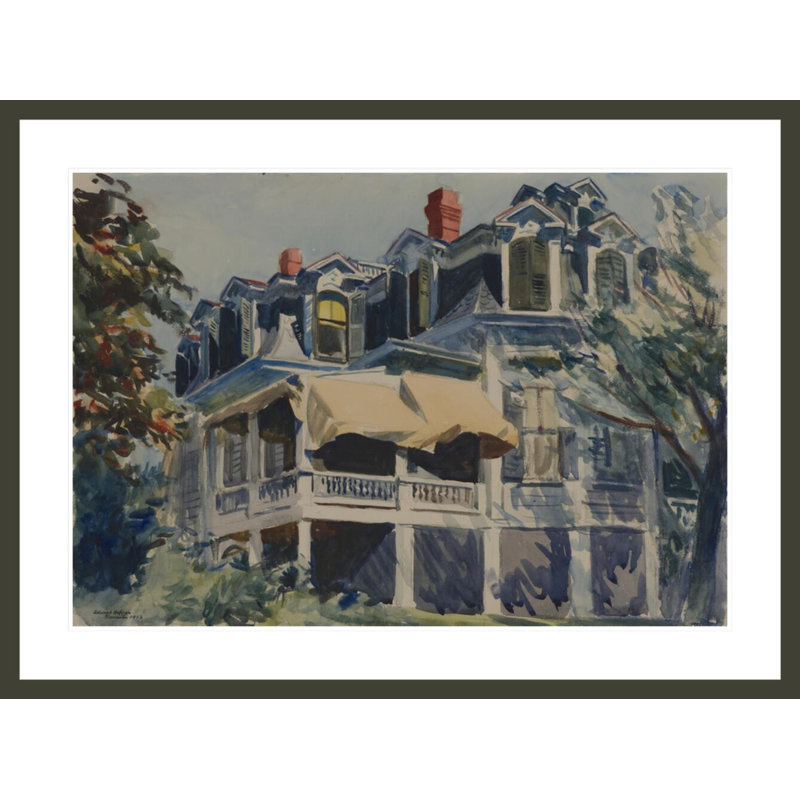 Le toit de la mansarde par Edward Hopper - impression giclée encadrée, H 31,05 po x l 41,5 po