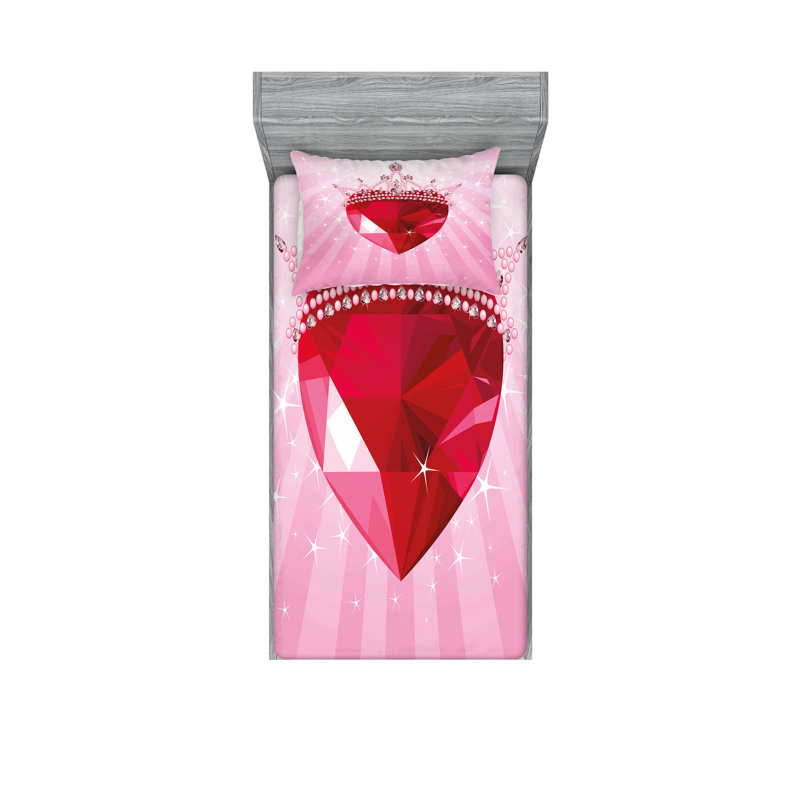 Ensemble de draps et taies décoratives Ambesonne, rose rouge, Ensemble de draps pour lit simple + 1 drap-housse 