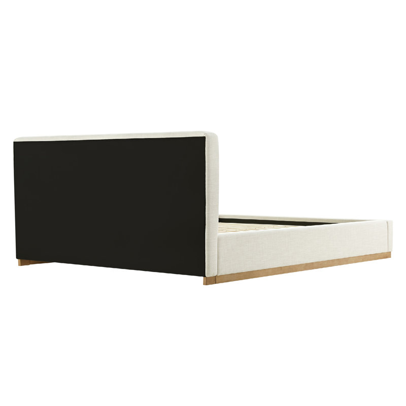 Delpha Grounded Upholstered Wood Base Bed, King, Effie Linen Performance Linen