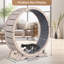 Roue d'exercice pour chat de 41 po pour chats d'intérieur - Roue de course en bois naturel avec piste recouverte de tapis, rouleaux en Tpe silencieux, serrure de sécurité intégrée et protection anti-pincement