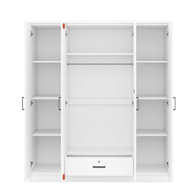 Armoire 4 portes avec 1 tiroir, Blanc