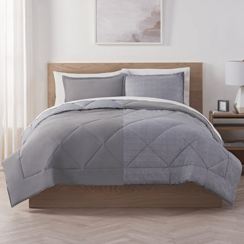 Dark Grey Queen Reversible Microfiber Bed in a Bag Set