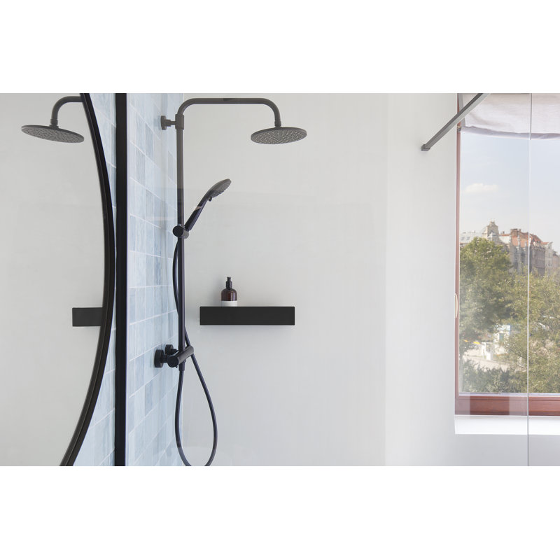 DOCIA Drill / Screw Shower Shelf, 8cm H x 60cm W x 6 cm D, Black
