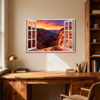 Paysage et nature Grand Canyon, coucher de soleil, vue à travers une fenêtre