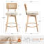 Uniondale Swivel Linen Upholstered 26.2'' Counter Stool with Rattan Cane Back and Solid Wood Frame-260546551